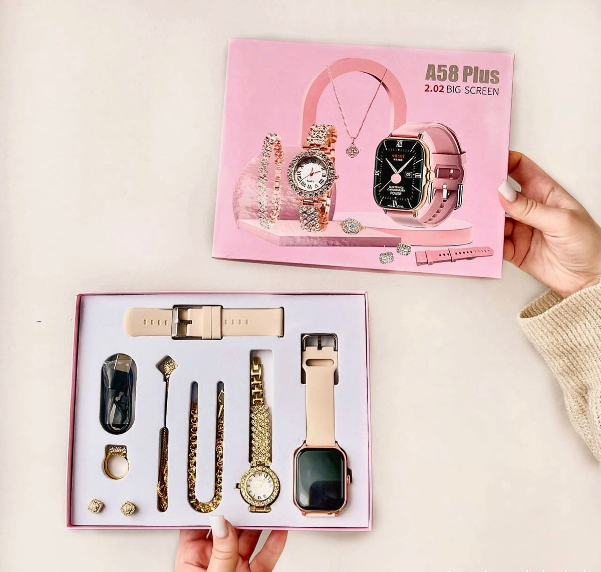 đĨâ¨A58 Plus Smartwatch & Jewelry Set (Premium Luxury)