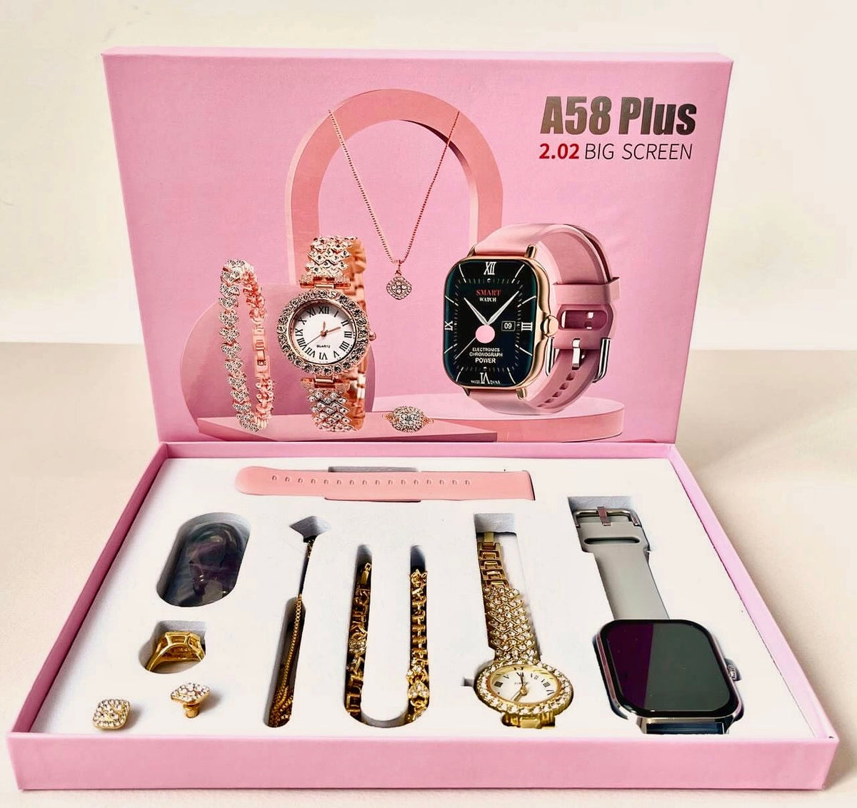 đĨâ¨A58 Plus Smartwatch & Jewelry Set (Premium Luxury)